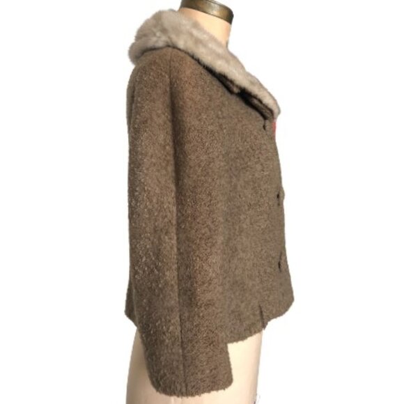 Vintage 50s Eatons fur collar jacket blazer, union made - Picture 3 of 16